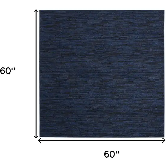 5' Midnight Blue Square Indoor Outdoor Area Rug Photo 3