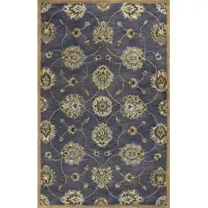 Photo of Midnight Floral Vines Wool Area Rug