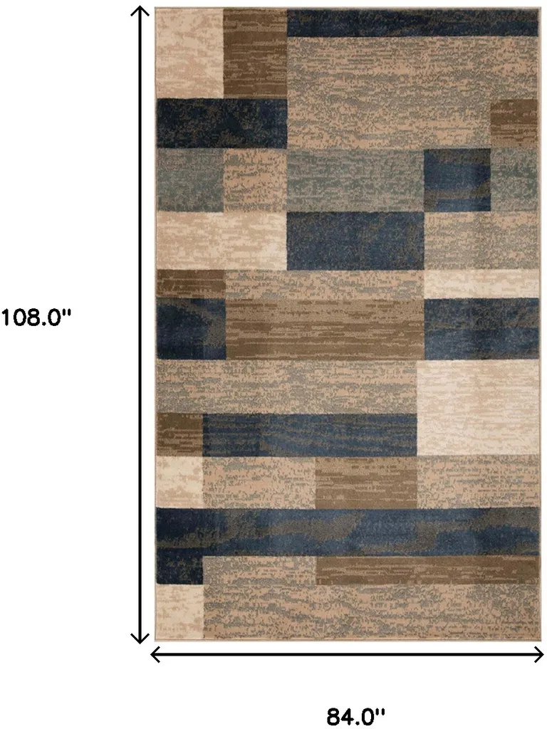 Midnight Navy Patchwork Power Loom Stain Resistant Area Rug Photo 2