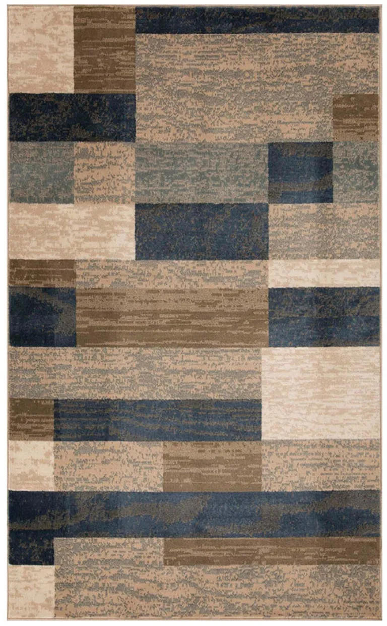 Midnight Navy Patchwork Power Loom Stain Resistant Area Rug Photo 1