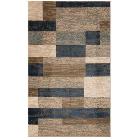 Midnight Navy Patchwork Power Loom Stain Resistant Area Rug Photo 1