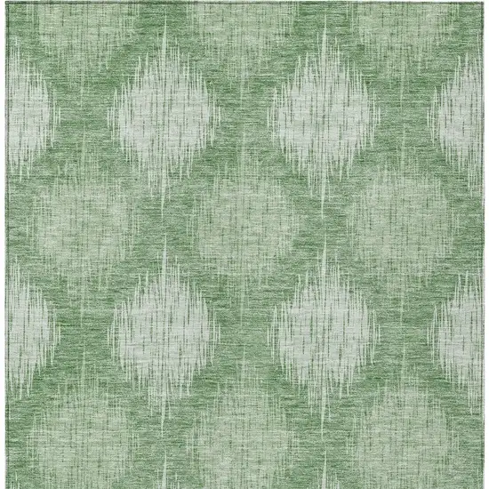 Mint Green And Fern Green Ikat Washable Indoor Outdoor Area Rug Photo 7