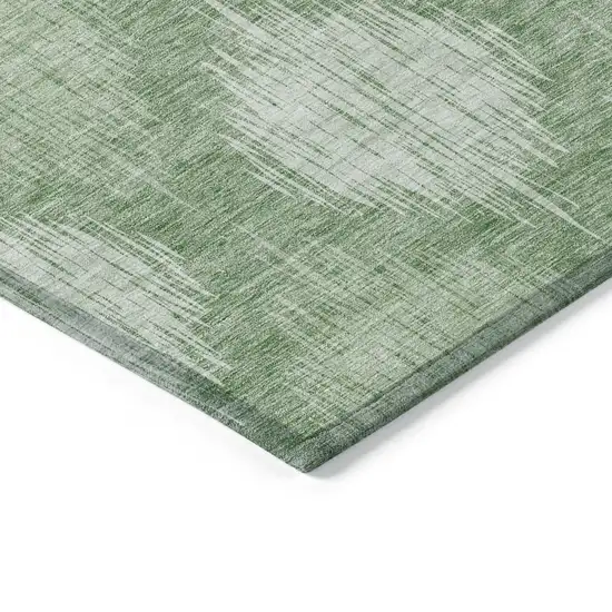 Mint Green And Fern Green Ikat Washable Indoor Outdoor Area Rug Photo 5