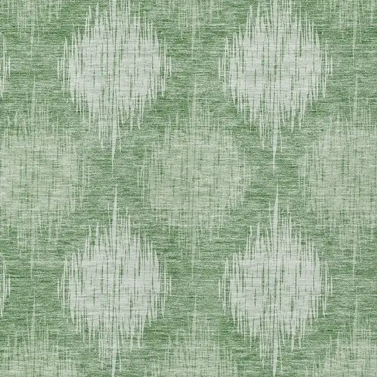 Mint Green And Fern Green Ikat Washable Indoor Outdoor Area Rug Photo 6