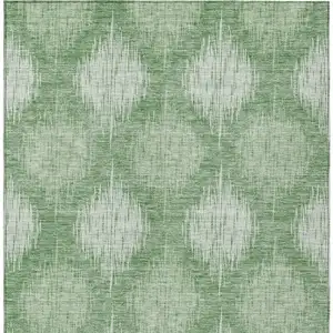 Photo of Mint Green And Fern Green Ikat Washable Indoor Outdoor Area Rug