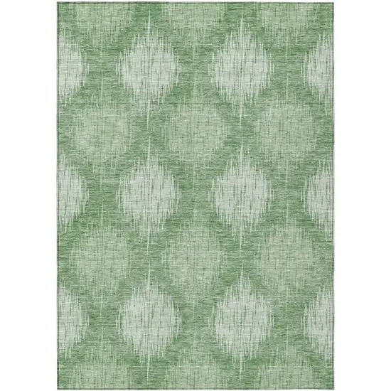 Mint Green And Fern Green Ikat Washable Indoor Outdoor Area Rug Photo 2