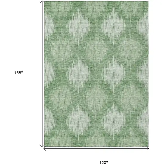 Mint Green And Fern Green Ikat Washable Indoor Outdoor Area Rug Photo 3