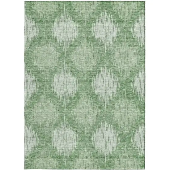 Mint Green And Fern Green Ikat Washable Indoor Outdoor Area Rug Photo 6