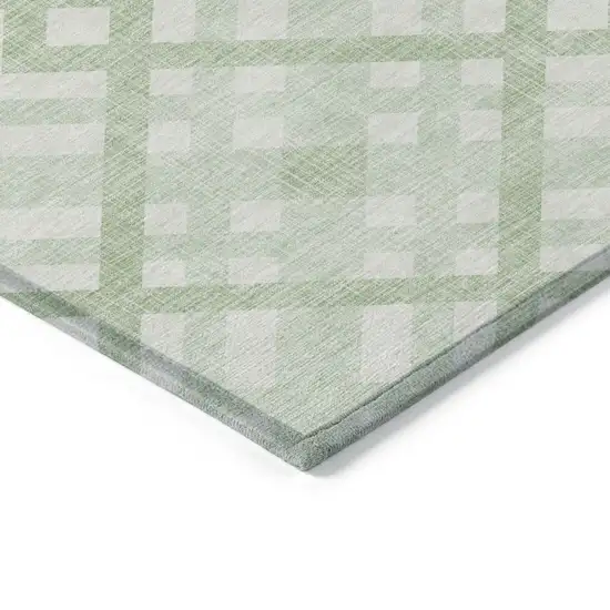 Mint Green And Ivory Geometric Washable Indoor Outdoor Area Rug Photo 4