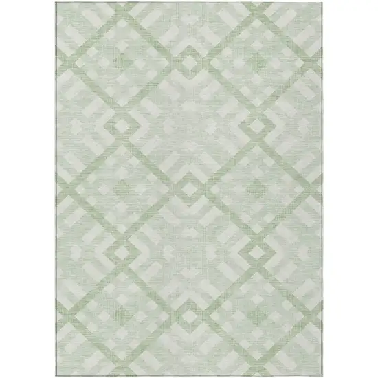 Mint Green And Ivory Geometric Washable Indoor Outdoor Area Rug Photo 2