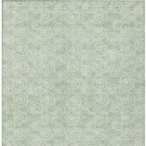 Photo of Mint Green Artichoke Green And Ivory Geometric Washable Indoor Outdoor Area Rug