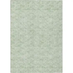 Photo of Mint Green Artichoke Green And Ivory Geometric Washable Indoor Outdoor Area Rug