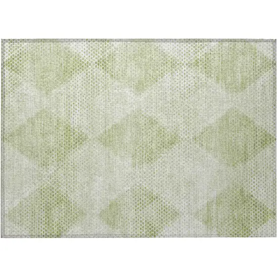 Mint Green Geometric Washable Non Skid Indoor Outdoor Area Rug Photo 4