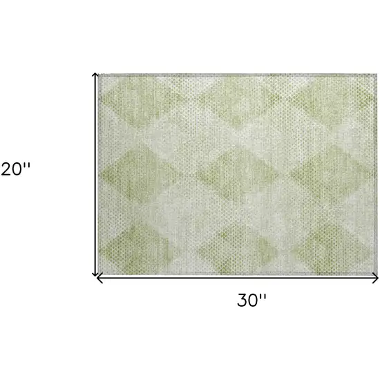 Mint Green Geometric Washable Non Skid Indoor Outdoor Area Rug Photo 3