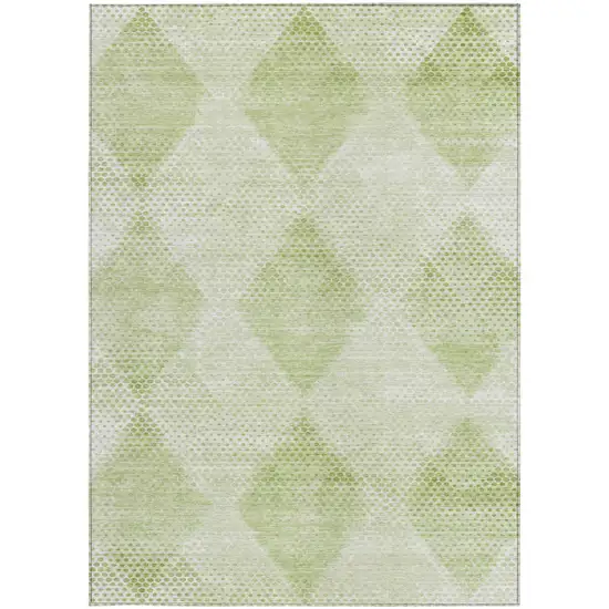 Mint Green Geometric Washable Non Skid Indoor Outdoor Area Rug Photo 4