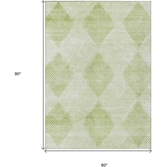 Mint Green Geometric Washable Non Skid Indoor Outdoor Area Rug Photo 3