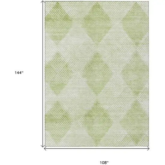 Mint Green Geometric Washable Non Skid Indoor Outdoor Area Rug Photo 3