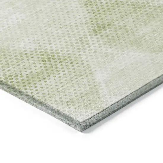 Mint Green Geometric Washable Non Skid Indoor Outdoor Area Rug Photo 8