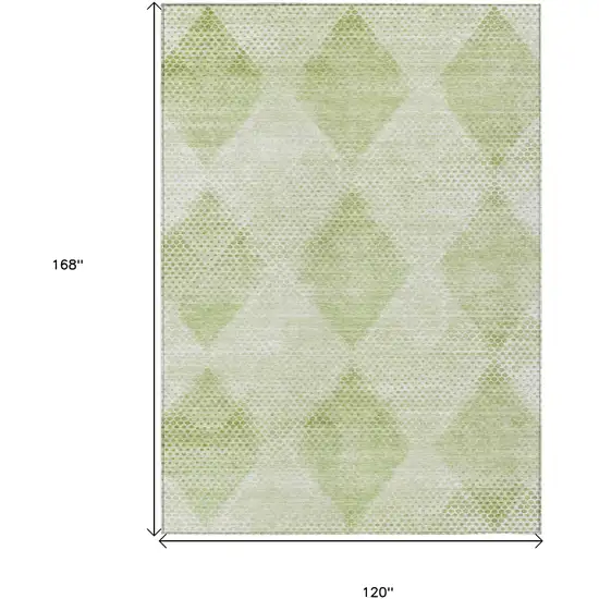 Mint Green Geometric Washable Non Skid Indoor Outdoor Area Rug Photo 3