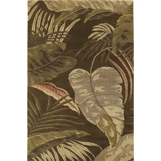 Mocha Brown Hand Tufted Tropical Leaves Indoor Area Rug Photo 1