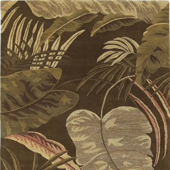 Mocha Brown Hand Tufted Tropical Leaves Indoor Area Rug Photo 3