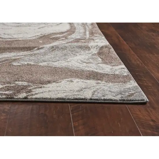 Mocha Brown Machine Woven Abstract Watercolor Indoor Area Rug Photo 4