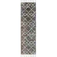 Photo of Mocha Brown Machine Woven Space Dyed Geometric Diamond Pattern Indoor Area Rug