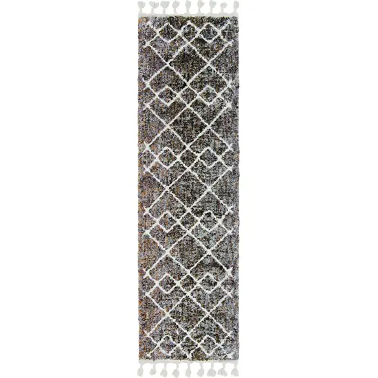 Mocha Brown Machine Woven Space Dyed Geometric Diamond Pattern Indoor Area Rug Photo 2