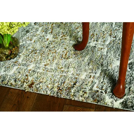 Mocha Geometric Abstract Trellis Indoor Area Rug with Fringe Photo 3