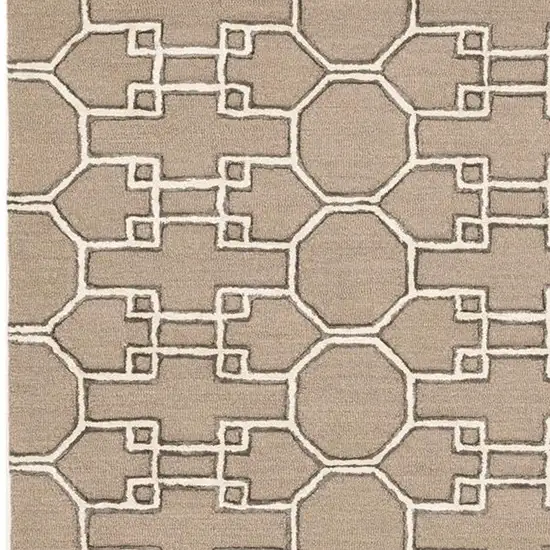 Mocha Geometric Pattern Wool Indoor Area Rug Photo 5