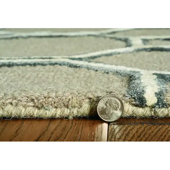 Mocha Geometric Pattern Wool Indoor Area Rug Photo 5