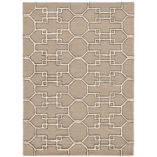 Mocha Geometric Pattern Wool Indoor Area Rug Photo 2