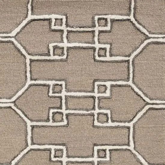 Mocha Geometric Pattern Wool Indoor Area Rug Photo 4