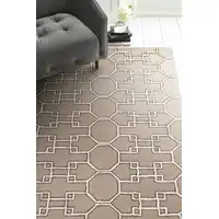 Photo of Mocha Geometric Pattern Wool Indoor Area Rug