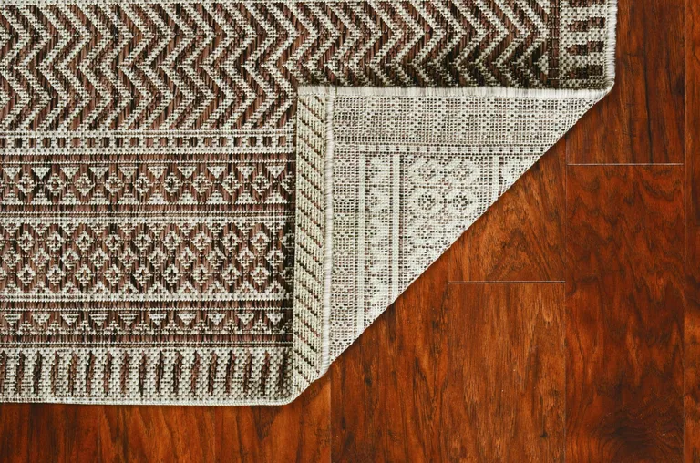 Mocha Geometric Patterns Indoor Area Rug Photo 1