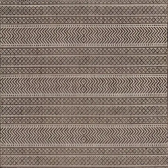 Brown Geometric Indoor Outdoor Area Rug Photo 4