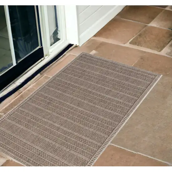 Brown Geometric Indoor Outdoor Area Rug Photo 1