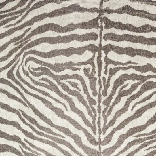 Mocha and Cream Zebra Print Shag Handmade Non Skid Area Rug Photo 3