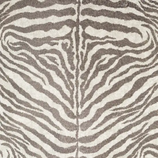 Mocha and Cream Zebra Print Shag Handmade Non Skid Area Rug Photo 3