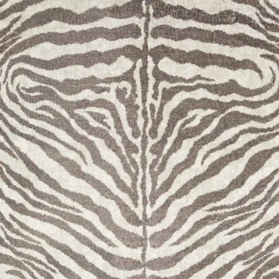 Mocha and Cream Zebra Print Shag Handmade Non Skid Area Rug Photo 3