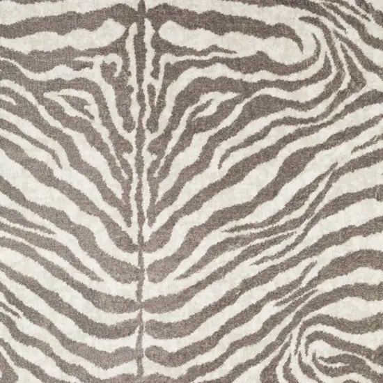 Mocha and Cream Zebra Print Shag Handmade Non Skid Area Rug Photo 3