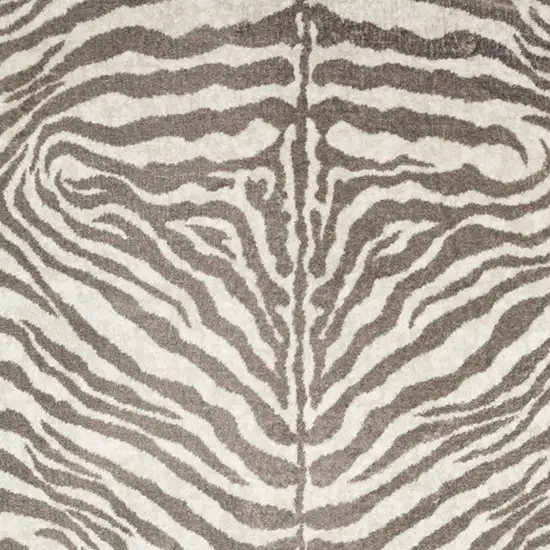 Mocha and Cream Zebra Print Shag Handmade Non Skid Area Rug Photo 3