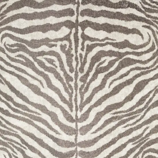 Mocha and Cream Zebra Print Shag Handmade Non Skid Runner Rug Photo 3