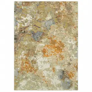 Photo of Modern Abstract Gold and Beige Indoor Area Rug