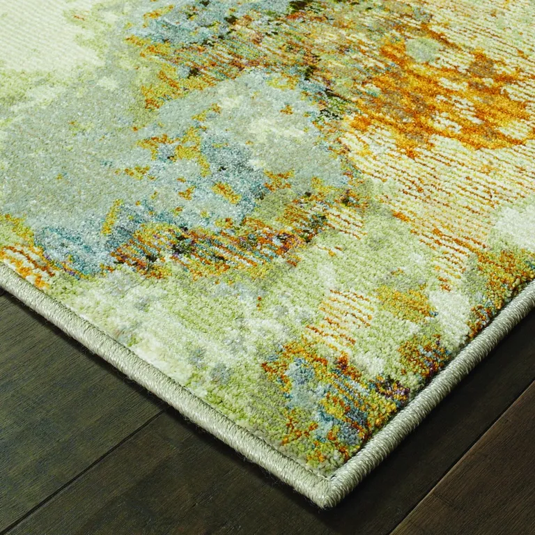 Modern Abstract Gold and Beige Indoor Area Rug Photo 3