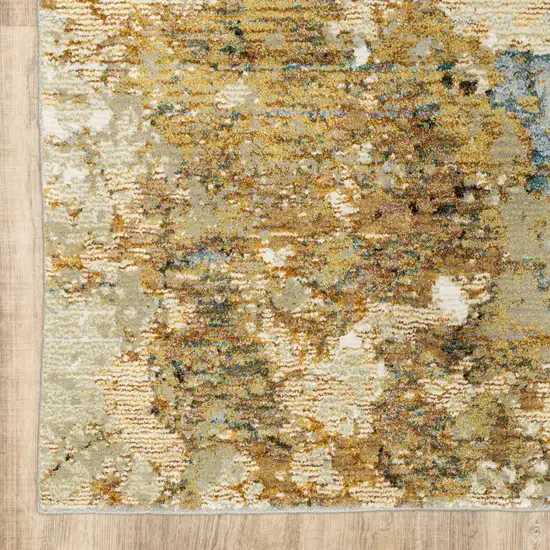 Modern Abstract Gold and Beige Indoor Scatter Rug Photo 2