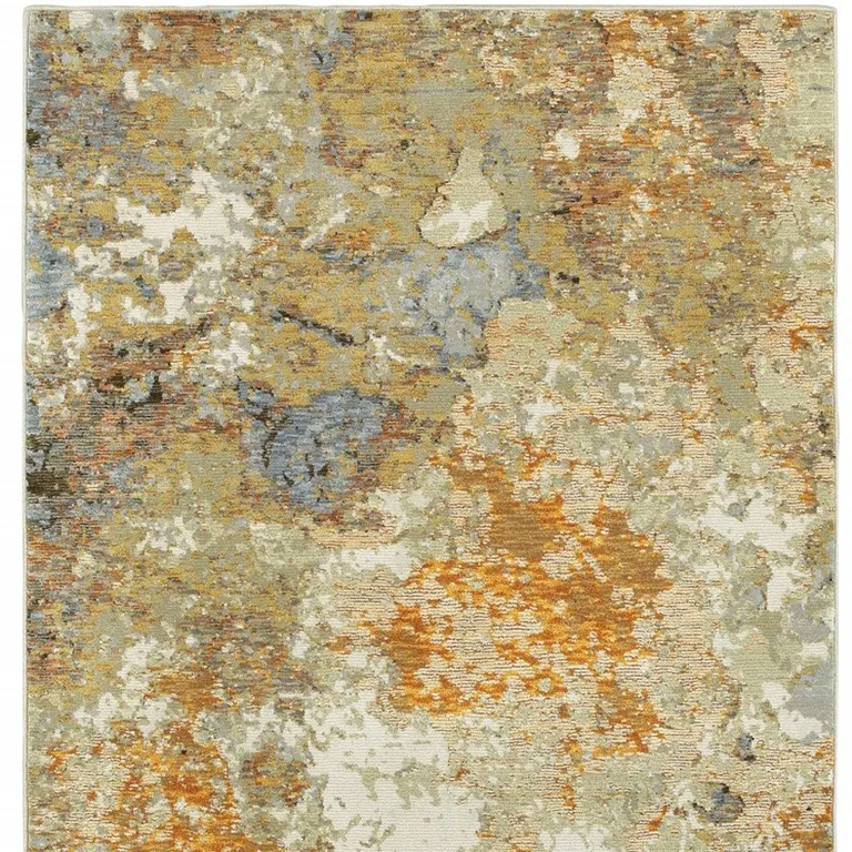 Modern Abstract Gold and Beige Indoor Scatter Rug Photo 4