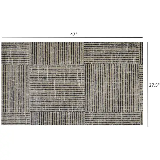 Modern Geo Lines in Squares Washable Floor Mat Photo 5