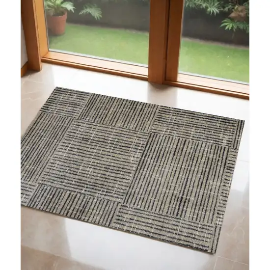 Modern Geo Lines in Squares Washable Floor Mat Photo 1