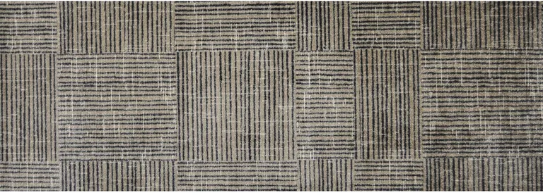 Modern Geo Lines in Squares Washable Runner Rug Photo 1